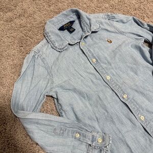 Polo Ralph Lauren Girls Ruffles Denim Button up shirt 6